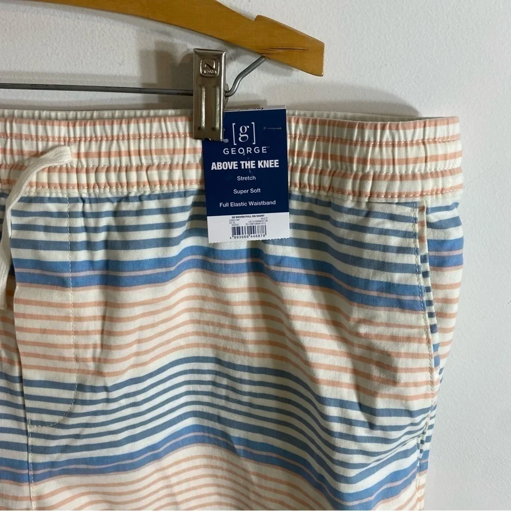 George Above the Knee Striped Shorts NWT 2X Blue White Tan Men’s